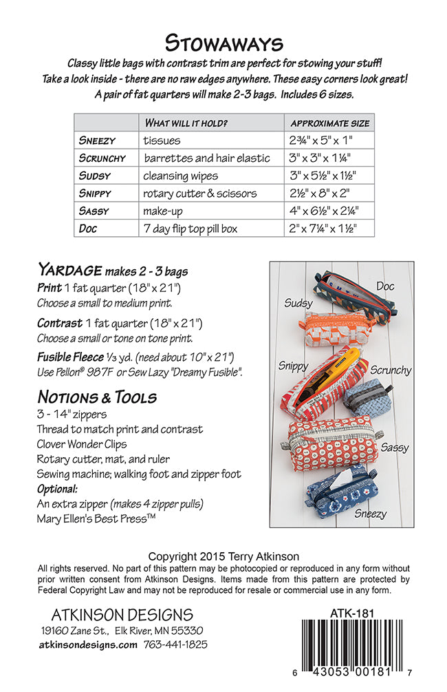 Stowaways Pattern – Atkinson Designs