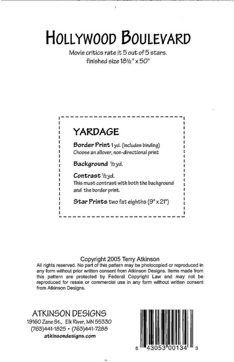 Hollywood Boulevard Pattern – Atkinson Designs