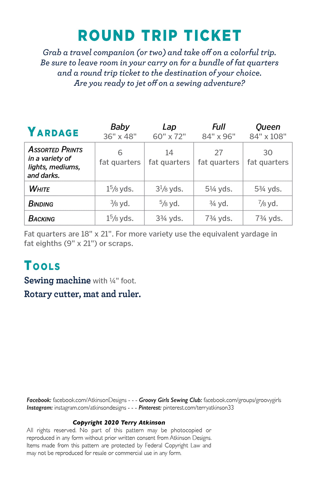 Round Trip Ticket Pattern – Atkinson Designs
